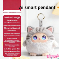 Maßgefertigter KI-Emotionaler Begleiter-Roboter-Katzen-Plüsch-Schlüsselanhänger mit PP-Baumwollfüllung, Lernspielzeug für Kinder