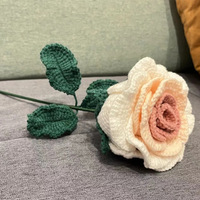 Fleurs au crochet, fleurs artificielles tricotées, rose thaïlandaise éternelle préservée, cadeaux de Noël et de la Saint-Valentin, rose au crochet