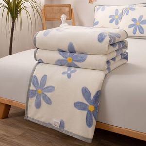 <span class=keywords><strong>Manta</strong></span> cálida de franela individual para invierno, funda para siesta de oficina de terciopelo Coral, sábanas gruesas de poliéster 100%, técnica tejida - Product Image 4