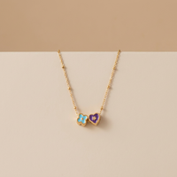 N52Y Nuevo Collar de Acero Inoxidable Chapado en Oro de 18K, Resistente al Agua, con Retención de Color, Esmalte Brillante, Cuentas, Flores, Corazón y Estrella para Mujer