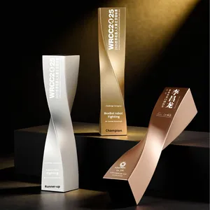 รางวัลโลหะแบบกำหนดเอง รุ่นใหม่ ปี 2025 สำหรับพนักงานดีเด่น รูปทรงเสาบิด ผลิตในจีน พร้อมสลักชื่อตามสั่ง - Product Image 4