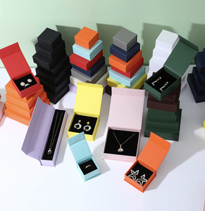 Logotipo personalizado varios colores caja de regalo magnética papel pendiente pulsera collar joyería cajas de embalaje - Product Image 4
