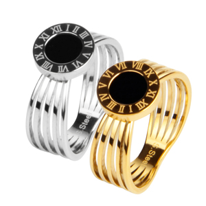 À la mode 18K Or Bague En Acier Inoxydable Hommes Femmes À La Mode Bijoux Cadeau Accessoire Évider Foulard En Soie Chiffre Romain <span class=keywords><strong>Boucle</strong></span> - Product Image 6