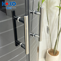 HOKO Cabine de douche coulissante moderne en acrylique gris avec cadre en aluminium noir mat Design Salle de douche à vapeur