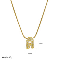 Collier DIY avec pendentif personnalisé en cuivre plaqué or 18 carats, breloques lettre bulle en zircon, pour bijoux initiaux