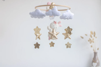 Écologique doux rose safari pépinière chambre suspendu animal ballon lapin feutre jouets bébé mobiles pour fille bebe