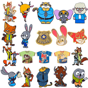Broche en métal Zootopia Judy <span class=keywords><strong>Nick</strong></span>, motif dessin animé mignon, de haute qualité, accessoires de mode pour sacs à main et vêtements, épingles en gros - Product Image 1