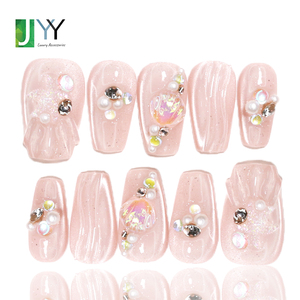 <span class=keywords><strong>Ongles</strong></span> en gel 3D de luxe faits à la main, à presser, couvrance totale, en acrylique, pour filles, vente en gros, <span class=keywords><strong>faux</strong></span> <span class=keywords><strong>ongles</strong></span> roses <span class=keywords><strong>fantaisie</strong></span>, design personnalisé - Product Image 1