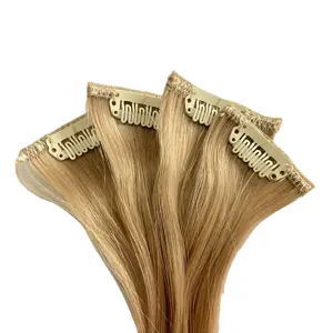 Balayage-Extensión de pelo virgen para mujer, extensión de pelo Remy de alto grado, completo y suave, Color resaltado, hecho a mano, 100%> = 60%