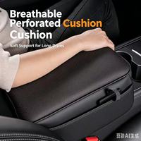 Coussin d'accoudoir central en cuir perforé respirant, coussin d'accoudoir en mousse souple pour Tesla Model 3 Y, accessoires intérieurs de voiture