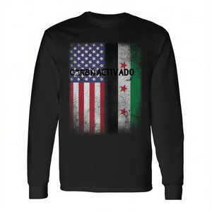 T-shirt a maniche lunghe con bandiera siriana-americana, design Orgoglio USA Siria - Product Image 2