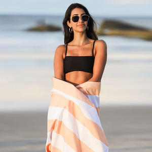 Toallas de playa con estampado personalizado de microfibra Terry Stripe con bolsa de viaje - Product Image 3