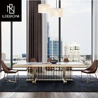Meubles de salle à manger de luxe table de salle à manger avec base en acier inoxydable et dessus en marbre