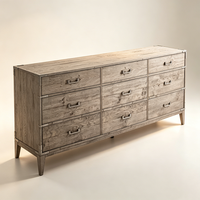 Commode en bois de style campagnard moderne et antique, avec 9 tiroirs et supports d'angle, pour la maison, l'appartement, la villa