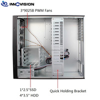 Vente d'usine Mid Tower Chassis Rack Convertible Server Case Support Max 12*9.6 "Carte mère 8 emplacements ATX PSU GPU Enclosure