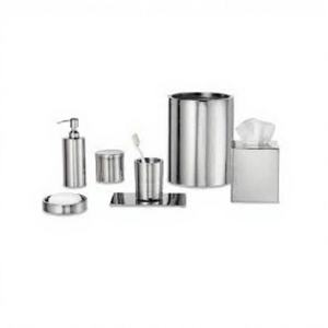 Ensemble de salle de bain moderne en métal de luxe, écologique, imperméable et durable : boîte à mouchoirs, distributeur de savon, porte-brosse à dents, porte-savon - Product Image 1