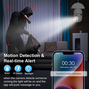 Indoor Bulb Camera Full Color Nachtzicht Geheugenkaart Bewegingsdetectie Automatische menselijke tracking Zoom Pan-Tilt Beveiligingsmonitor - Product Image 6