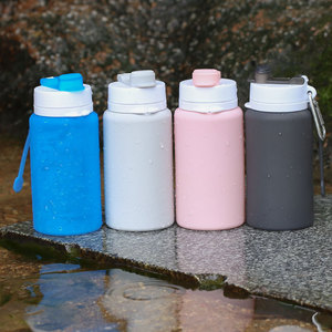 Botella de Agua Plegable de Silicona, Gran Capacidad, Botella Deportiva, para Campamento al Aire Libre, Unisex, Azul, Rosa, Gris, Negro - Product Image 1