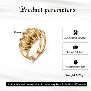 Factory wholesale Trendy 18K Gold Plated Croissant Shape Finger <b>Rings</b> Stainless Steel Jewelry Chunky <b>Rings</b> for Women - Product Image 4
