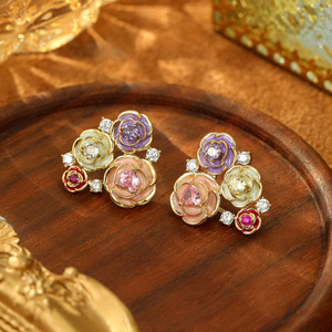 Aini BENI phong cách S925 Sterling bạc kim bông tai mới Tím Ethereal hoa ngọc trai cao cấp tinh tế nhẫn trang sức đồng thau - Product Image 5