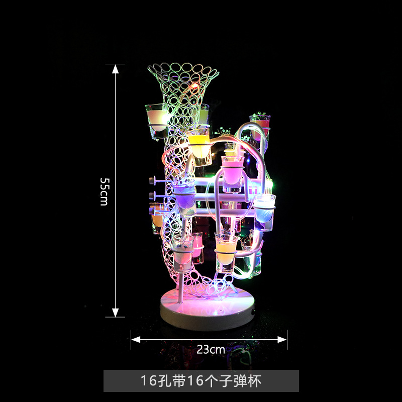 16 tazas con luces de colores