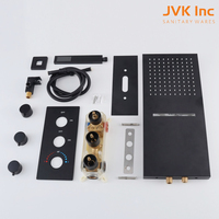 Ensemble de douche thermostatique noir 5 voies 2 modes avec pommeau de douche pluie et mitigeur de bain