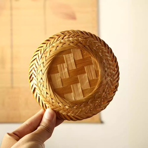 Ensemble de plateaux à fruits en bambou tressé, petits, moyens et grands, ronds, pour servir des collations, des fruits secs, du pain, des petits pains, des graines de melon, origine Anji - Product Image 4