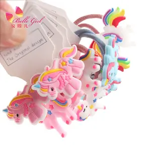 BELLEWORLD Cute small animal silicone unicorn hair band rubber band high elastic hair rope girls accessories