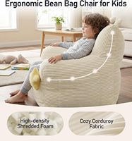 Canapé-lit pouf personnalisé une place en tissu velours côtelé doux avec housse lavable, design moderne, fauteuil pouf confortable pour enfants et tout-petits