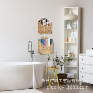 Gourd Woven Storage Basket Rectangle Wall Mounted <b>Kitchen</b> Vegetable Organizer Eco Friendly Rattan Basket - Product Image 3