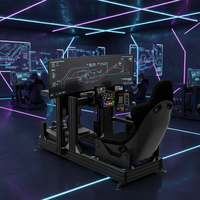 Cockpit de simulation de course en aluminium 40160, configuration complète avec siège, support d'écran et base de volant, pour simulateur de course et jeux PC