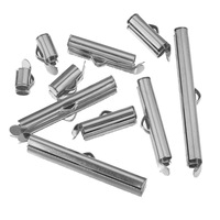 Acier inoxydable bricolage glissière superposition fermoir chaîne boucles tubes glissière embouts connecteurs pour accessoires de fabrication de bijoux