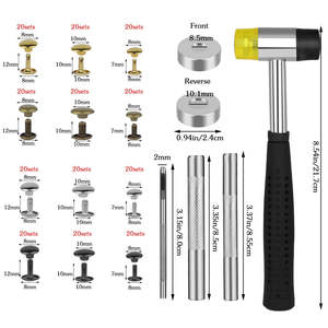 Kit de rivets en cuir DIY très vendu, comprend des rivets et des outils pour l'installation métallique sur les jeans, les sacs, les casquettes - Product Image 2