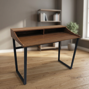 Escritorio de Alta Calidad con Tablero de Partículas de Madera y Tubo Metálico con Cajón 120x60x91cm Nogal/Negro Diseño Simple SCE PCD-174 - Product Image 3