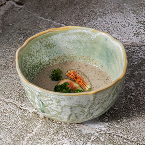Juego de Tazones para Ensalada de Estilo Japonés, Calidad de Hotel, <span class=keywords><strong>Precio</strong></span> Más Bajo, Aptos para Lavavajillas y <span class=keywords><strong>Microondas</strong></span>, Reactivos al <span class=keywords><strong>Horno</strong></span>, Color Verde Cambiante, para Restaurante - Product Image 1