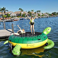 Tortue verte sauteuse géante gonflable combine un trampoline gonflable et un salon flottant pour un plaisir ultime