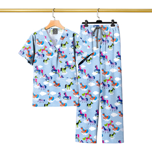 New Floral Design Custom Printed Floral Dental Scrub <b>Top</b> Uniforms Sets Fashionable Cotton Printed Scrubs Uniforms Sets - Product Image 5