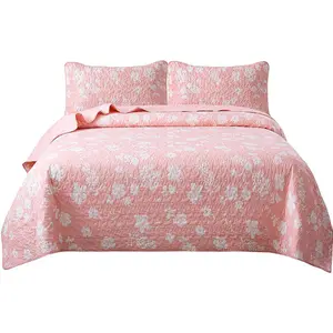 Sang Trọng Tươi Tốt Rắn Và In Thiết Kế Reversible Quilt Coverlet Ga Trải Giường Quá Khổ Bộ Trải Giường