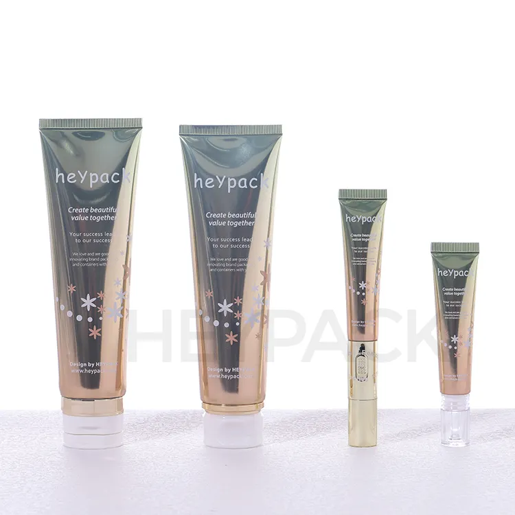 Gradient change colorful design cosmetic packaging laminated tube with different cap