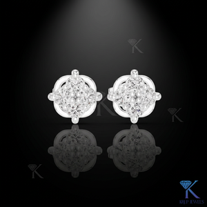 Boucles d'oreilles clous vintage en diamant de laboratoire, motif boussole, avec grappe de 4 pierres taille brillant, en or massif 14K 18K, bijoux de luxe pour femme, mariage - Product Image 2