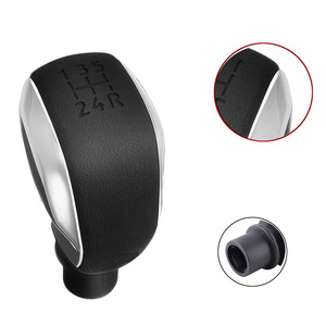 Peugeot Citroen Manual Gear <b>Shift</b> <b>Knob</b> Leather Ergonomic All Black Electroplated With Bright Matte Silver - Product Image 2