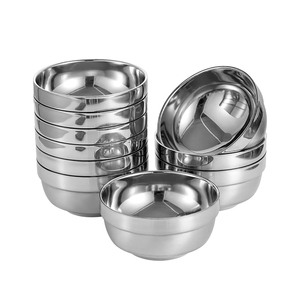 Tigelas de Sopa e Macarrão em Aço Inoxidável SS304 com Parede Dupla Isolada de 12cm, 13cm e 15cm, Tigelas para Salada e Arroz, Tigelas para Camping - Product Image 1