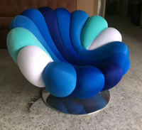 Fauteuil de salon moderne de luxe avec cadre métallique brillant, fauteuil de détente rond avec accoudoirs, fauteuil Anémone pour salon