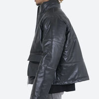 Veste d'hiver matelassée en cuir écologique grande taille pour homme, coupe courte, style streetwear, réversible, pour l'extérieur