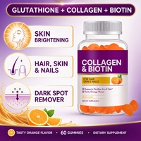 Gummies au Collagène et à la Biotine avec Glutathion, Saveur Orange, Complément de Beauté Éclaircissant et Blanchissant pour la Peau, Vente en Gros pour Adultes, OEM ODM