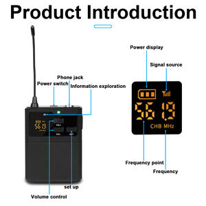 Micrófono de Solapa Inalámbrico UHF OEM DR80 con Cancelación de Ruido, Distancia de Recepción de 150 m, para Iglesia y Conferencias - Product Image 5