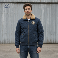 Veste en polyester et élasthanne marine, veste bomber oversize brossée pour homme, veste imperméable pour homme sur mesure