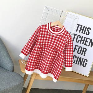 Korean Kids Clothes Wholesale Latest Casual Long Sleeve Baby Girl Dress With Plaid From China Supplier - Product Image 3