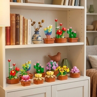 Set de Bloques de Construcción de Suculentas 9 en 1, Colección Botánica Artificial DIY, Ladrillos de Flores en Maceta, Juguete Decorativo para el Hogar, Venta al por Mayor
