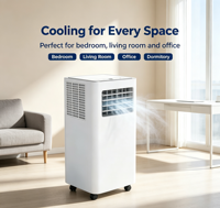 Aire Acondicionado Portátil Airwens de 220V 50Hz 7000BTU, Calefacción, Refrigeración, Purificador de Aire, Deshumidificador, Silencioso, Ahorro de Energía, Unidad de Refrigeración para el Hogar